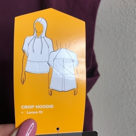 AVIA Metropolis Burgundy Workout Cropped Hoodie - Picture 5 of 8